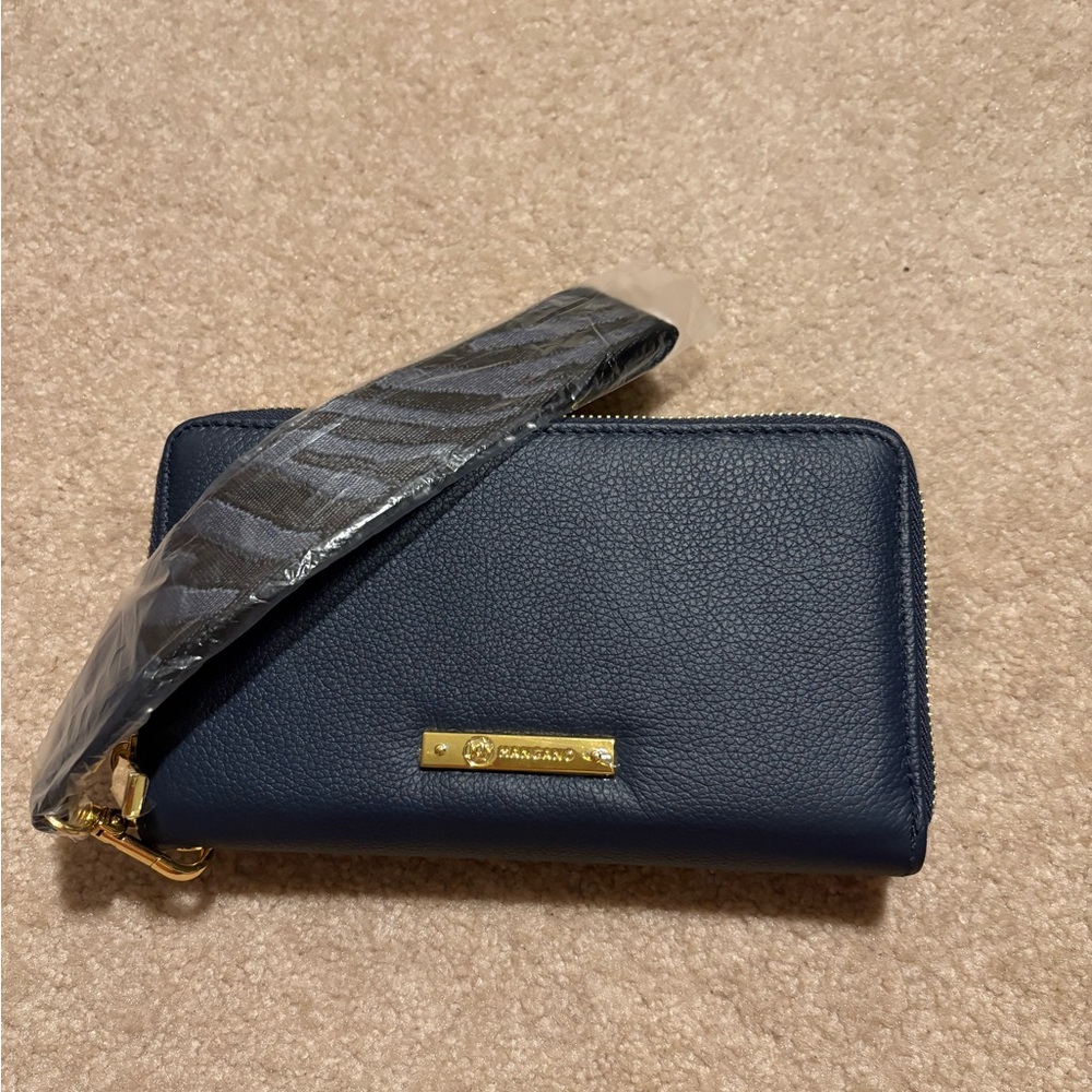 Joy Mangano Navy Wallet with Gold Accents